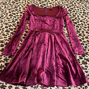 Belle Square Neck Flared Velvet Dress
